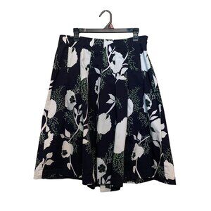 Talbots Dress Women's Skirt Navy White Accent Green Pleated A-Line Sz 12 Office